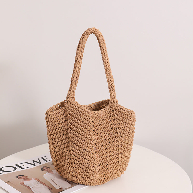 South Korea Vintage Shoulder Cotton Thread Woven Bag Crochet Handbag Straw Bag Vacation Beach Bag Bella Mia